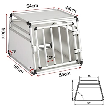 EUGAD Hundetransportbox Alu Hundebox Reisebox Autobox für kleine/mittlere Hunde Französische Bulldogge Beagle Terriers Dackel Shiba Inu 69 x 54 x 50 cm L 0059HT - 3