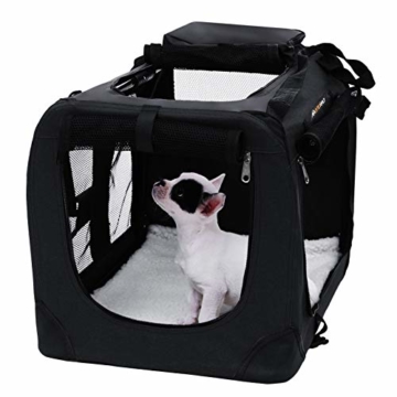 FEANDREA Hundebox, Hundetasche, faltbar, 60 x 42 x 42 cm, schwarz PDC60H - 2
