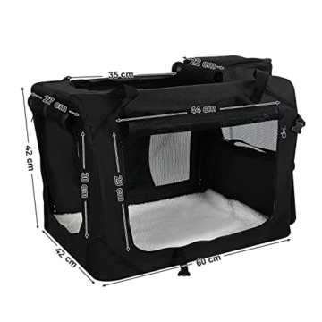 FEANDREA Hundebox, Hundetasche, faltbar, 60 x 42 x 42 cm, schwarz PDC60H - 3