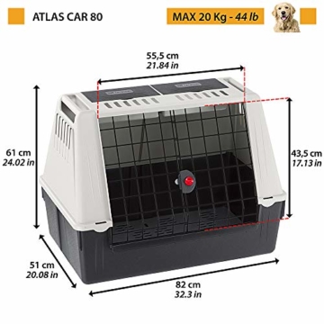 Ferplast Autotransportbox für Hunde ATLAS CAR 80, Lüftungsgitter, Ablagefächer, Drainagematte enthalten - 2