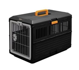 Iris Ohyama, Faltbare Transportbox / Transportkiste2 Öffnungen (Vorder- & Rückseite), Tragegriff, ausgezeichnete Luftzirkulationfür Katze & Hund max. 20 kg - Pet Carry FC-670, Schwarz - 1