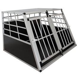 Juskys Alu Hundetransportbox XL - 96 × 91 × 70 cm – Auto Hundebox robust & pflegeleicht – 2 Gittertüren verschließbar - Reisebox für Hunde - 1