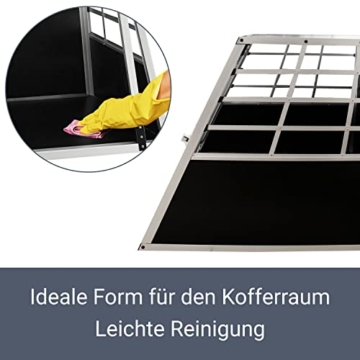 Juskys Alu Hundetransportbox XL - 96 × 91 × 70 cm – Auto Hundebox robust & pflegeleicht – 2 Gittertüren verschließbar - Reisebox für Hunde - 5
