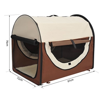 Pawhut Hundebox Faltbare Hundetransportbox Transportbox für Tier 2 Farben 5 Größen (XXL (97x71x76 cm), kaffeebraun-Creme), L97 x B71 x H76 cm - 3