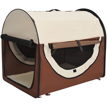 Pawhut Hundebox Faltbare Hundetransportbox Transportbox für Tier 2 Farben 5 Größen (XXL (97x71x76 cm), kaffeebraun-Creme), L97 x B71 x H76 cm - 1