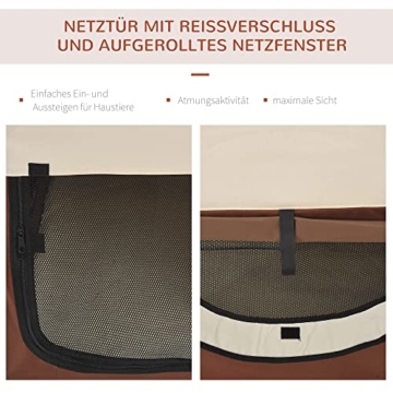 Pawhut Hundebox Faltbare Hundetransportbox Transportbox für Tier 2 Farben 5 Größen (XXL (97x71x76 cm), kaffeebraun-Creme), L97 x B71 x H76 cm - 5